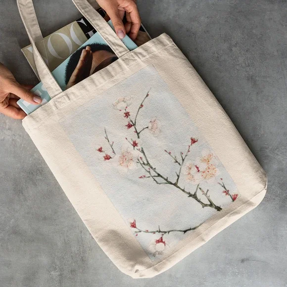 Natural Japanese Blossom Canvas Tote Bag - Picture 2 of 5